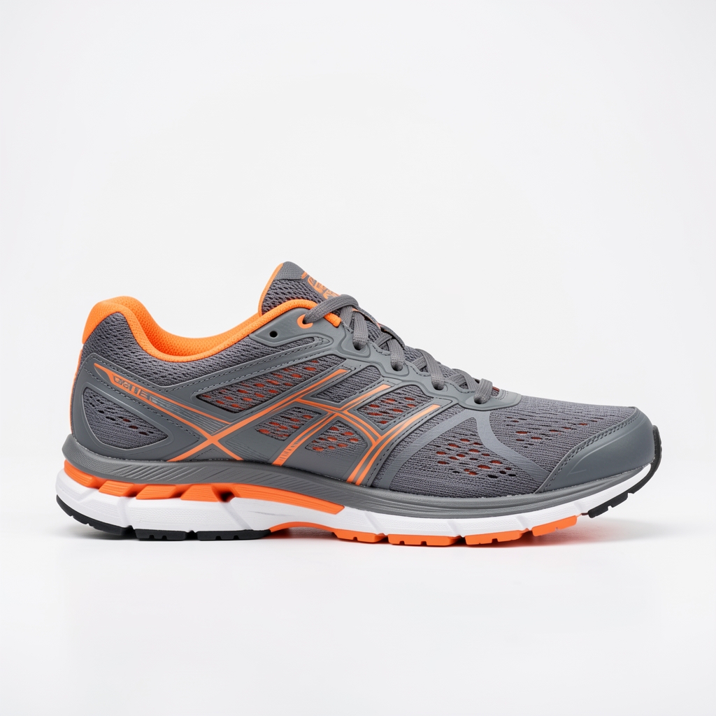 Zapatillas Nike Air Zoom Pegasus 41 color gris oscuro con detalles naranja, suela de espuma React y placa de carbono parcial, vista lateral sobre superficie blanca